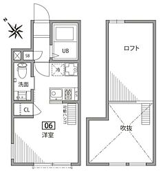 オギクボテラス 1階ワンルームの間取り