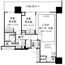 JR総武線 小岩駅 徒歩1分の賃貸マンション 20階2LDKの間取り