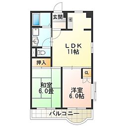 エスポワール住之江公園 2LDKの間取図画像