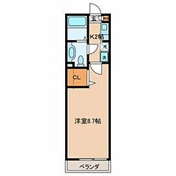 CORAL MIZUE 2階1Kの間取り