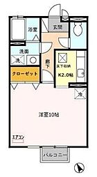 ホライゾン 1Kの間取図画像