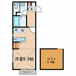 フォーティ・ウィンクス 2階ワンルームの間取り