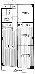 東秋山ビル 3LDKの間取図画像