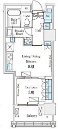 ロイヤルパークス品川 1LDKの間取図画像