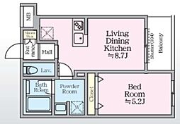 アイルグランデ赤羽 4階1LDKの間取り