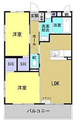 Ｍ10みまた 4階2LDKの間取り