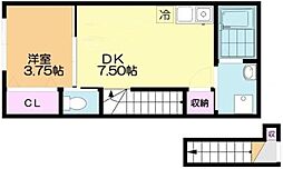 VIVALES鎌ヶ谷 1DKの間取図画像