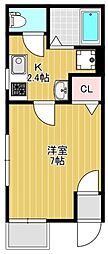 リーヴェルポート川崎塚越 2階1Kの間取り