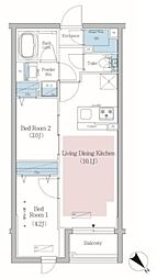 アーバネックス文京小石川 4階2LDKの間取り
