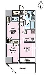 リビオメゾン東陽町ヒュッテ 2LDKの間取図画像