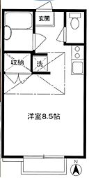 サンパレス中町 2階ワンルームの間取り