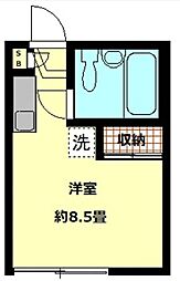 光明ハイツ 1階ワンルームの間取り
