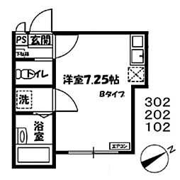 ロッシェル二番館1 ワンルームの間取図画像