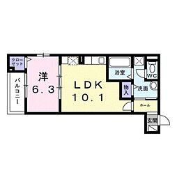 モンテリザイア紀和 1LDKの間取図画像