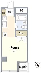 プラーズ長崎 3階ワンルームの間取り