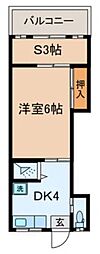 鹿島ハイツ 1階1SDKの間取り