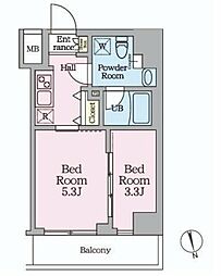 HYs桜橋MIRAIS 5階2Kの間取り