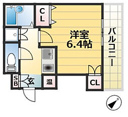 カーサ神戸下山手 1Kの間取図画像
