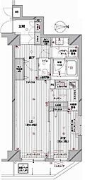 メインステージ蔵前 1LDKの間取図画像
