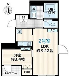 Skuld墨田緑 1LDKの間取図画像