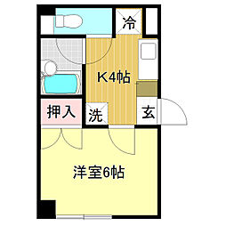 ルミナス与力 1Kの間取図画像