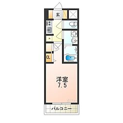JR阪和線 堺市駅 徒歩3分の賃貸マンション 4階1Kの間取り