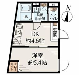 PRADO赤羽 3階1DKの間取り