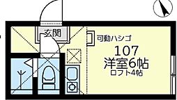 ユナイト幸シェリーメイ 1階ワンルームの間取り