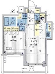 東急池上線 長原駅 徒歩12分の賃貸マンション 5階1LDKの間取り
