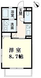 プランドール 1Kの間取図画像