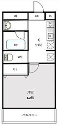 アスキー南品川 1Kの間取図画像
