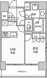 シーズンフラッツ上野稲荷町 11階1LDKの間取り