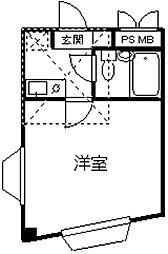 グリーンハイム綱島1 1Kの間取図画像