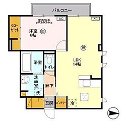 リッチモッチ 1階1LDKの間取り