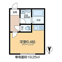 フェリチタ住吉 2階ワンルームの間取り