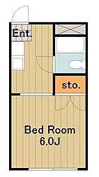 京王相模原線 京王堀之内駅 徒歩14分の賃貸アパート 1階1Kの間取り