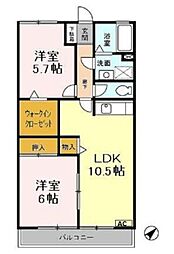 エンゼル・パル一番館 2LDKの間取図画像