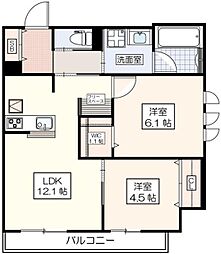 グランスリジエ 1階2LDKの間取り
