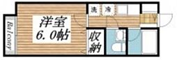 赤堤エスタシオン 2階1Kの間取り