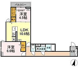 セレスティア扇VIII 2LDKの間取図画像