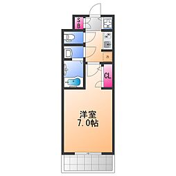 南海線 石津川駅 徒歩7分の賃貸マンション 5階1Kの間取り