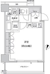 パークハビオ渋谷本町レジデンス ワンルームの間取図画像