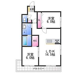 エフイー大阪狭山 2LDKの間取図画像