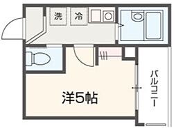 MELDIA南浦和IV 2階1Kの間取り
