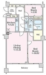 グラマシー恵比寿 1階2LDKの間取り