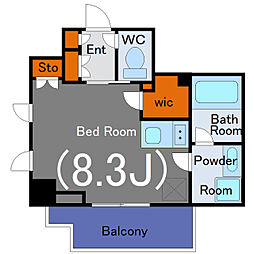 パークアクシス白金 2階ワンルームの間取り