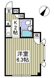 トワイライトビル 1Kの間取図画像