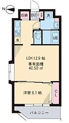 オクラファーム府中 3階1LDKの間取り