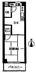 第2久野マンション 1DKの間取図画像