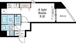リブリ・サンヴィレッジ26 3階ワンルームの間取り